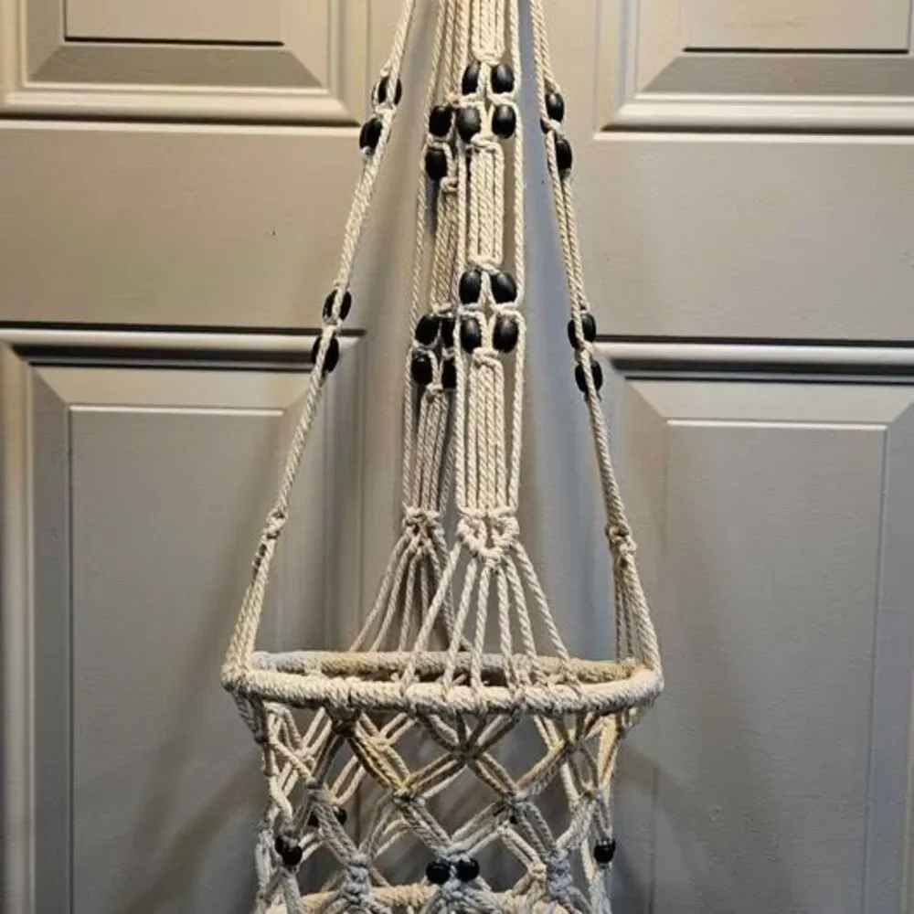 Macrame Plant Hanger with Beads